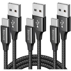 [3-Pack, 3ft] USB C Cable, Baiwwa 3.1A Fast Charging Cord USB A to Type C Cable Braided Charger Compatible with Samsung Galaxy Note 20 10 9 A10e A11 A20 A30 A40 A41 A50 A51 A71 S10e S20 S10 S9 Plus