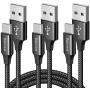 [3-Pack, 3ft] USB C Cable, Baiwwa 3.1A Fast Charging Cord USB A to Type C Cable Braided Charger Compatible with Samsung Galaxy Note 20 10 9 A10e A11 A20 A30 A40 A41 A50 A51 A71 S10e S20 S10 S9 Plus