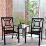 PHI VILLA Patio Dining Chair Metal Arm Chairs for Indoor ＆ Outdoor, 2 Pack - Black