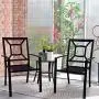 PHI VILLA Patio Dining Chair Metal Arm Chairs for Indoor ＆ Outdoor, 2 Pack - Black