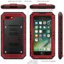 Compatible iPhone 8 Plus Case, Waterproof Phone Case for iPhone 7 Plus with Stand, Shockproof Military Grade Heavy Duty Silicone with Screen Protector Full Body Rugged Armor Metal Cover for Apple Red