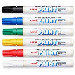 Uni-Paint PX-20 Oil-Based Paint Marker, Medium Point, Assorted Colors, 6-Count