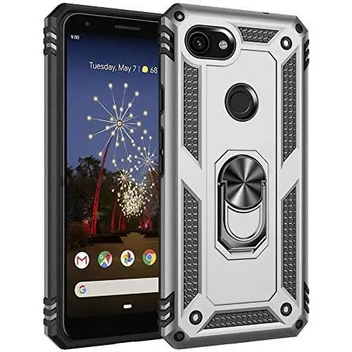 Military Grade Drop Impact for Google Pixel 3A XL Case 360 Metal Rotating Ring Kickstand Holder Magnetic Car Mount Armor Shockproof Cover for Google Pixel 3A XL Protection Case (Sliver) Military Grade Drop Impact for Google Pixel 3A XL Case 360 Metal Rotating Ring Kickstand Holder Magnetic Car Mount Armor Shockproof Cover for Google Pixel 3A XL Protection Case (Sliver)