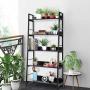 Himimi Industrial Ladder Shelf, 5-Tier Bookshelf, Storage Rack Shelves, Bathroom, Living Room, Wood Look Particle Board Furniture, Metal Frame, Classic Black