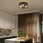 Vintage Semi Flush Mount Ceiling Light, Elibbren E26 Industrial Metal Cage Ceiling Light Fixture 3 Lights for Bedroom Kitchen Dining Room Living Room