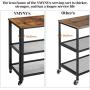 YMYNY Industrial Serving Cart, 3-Tier Kitchen Rolling Utility Microwave Cart, Vintage End Table on Wheels for Living Room, Home Storage with Metal Frame, Easy to Assemble, Rustic Brown UTMJ011H