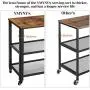 YMYNY Industrial Serving Cart, 3-Tier Kitchen Rolling Utility Microwave Cart, Vintage End Table on Wheels for Living Room, Home Storage with Metal Frame, Easy to Assemble, Rustic Brown UTMJ011H