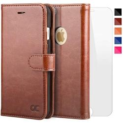 OCASE iPhone 6S Case [Free Screen Protector Included] Leather Flip Wallet Case for iPhone 6 / 6S Devices - Brown