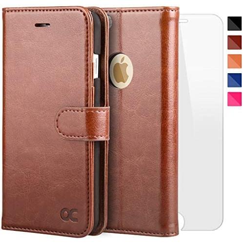 OCASE iPhone 6S Case [Free Screen Protector Included] Leather Flip Wallet Case for iPhone 6 / 6S Devices - Brown