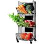 X-cosrack 3 Tier Metal Wire Baskets -Wall Storage Basket Organizer with Wheel, S-Hooks,Adjustable Chalkboards- Hanging Baskets for Kitchen,Fruit, Vegetables, Toiletries, Bathroom Rack(Black)