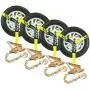 VULCAN Car Tie Downs with Chain Anchors - Lasso Style - 2 Inch x 96 Inch, 4 Pack - Classic Yellow - 3,300 Pound Safe Working Load VULCAN Car Tie Downs with Chain Anchors - Lasso Style - 2 Inch x 96 Inch, 4 Pack - Classic Yellow - 3,300 Pound Safe Working Load