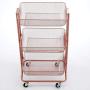 mDesign Metal 3-Tier Rolling Household Storage Cart to use in Bathrooms, Kitchen, Craft Rooms, Laundry Rooms, and Kids Rooms - Portable, Includes 4 Caster Wheels - Rose Gold