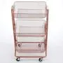 mDesign Metal 3-Tier Rolling Household Storage Cart to use in Bathrooms, Kitchen, Craft Rooms, Laundry Rooms, and Kids Rooms - Portable, Includes 4 Caster Wheels - Rose Gold