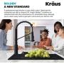 Kraus KPF-1610SFSMB Bolden 18-Inch Commercial Kitchen Faucet with Dual Function Pull-Down Sprayhead in All-Brite Finish, Spot Free Stainless Steel/Matte Black