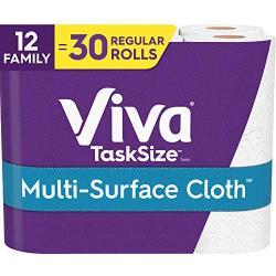 Viva Multi-Surface Cloth Paper Towels, Task Size - 12 Family Rolls (2 packs of 6 rolls) = 30 Regular Rolls (143 Sheets Per Roll)