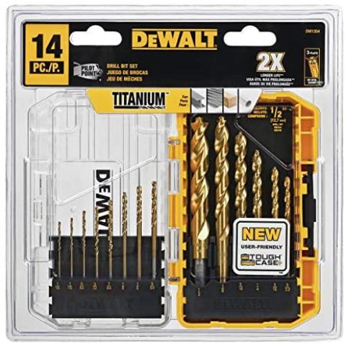 DEWALT Drill Bit Set, Titanium, 14-Piece (DW1354),Yellow