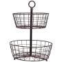 BirdRock Home 2 Tier Wire Fruit Basket - Round Metal Standing Baskets - Fruit Vegetable Garlic Caddy - Freestanding Rustic Decorative Basket