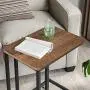 VASAGLE Industrial Side Table, End Table for Coffee Laptop Tablet, Mobile Table with Rolling Casters, Steel Frame, for Living Room, Bedroom, Hazelnut Brown and Black ULNT050B03