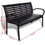 Festnight 3-Seater Outdoor Patio Garden Bench Porch Chair Seat with Steel Frame Solid Construction 49'' x 24'' x 32''