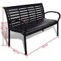 Festnight 3-Seater Outdoor Patio Garden Bench Porch Chair Seat with Steel Frame Solid Construction 49'' x 24'' x 32''