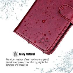 OCASE iPhone 6S Case [Free Screen Protector Included] Leather Wallet Flip Case for iPhone 6 / 6S Devices - Burgundy