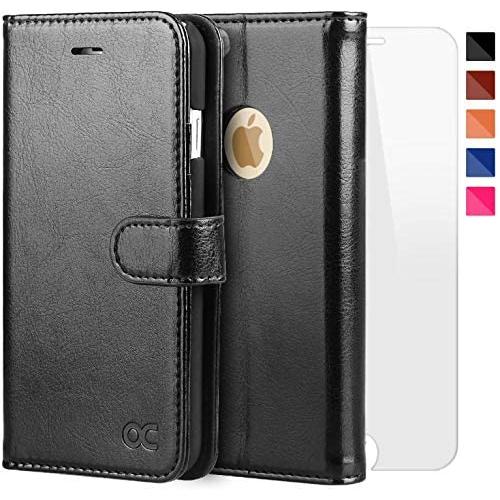 OCASE iPhone 6S Case [Screen Protector Included] Leather Wallet Flip Case for iPhone 6 / 6S Devices 4.7 Inch - Black