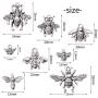 72 Pieces Assorted Antique Silver Honey Bee Charms Metal Fly Insect Charms Pendants Craft Supplies for Jewelry Making, 8 Styles