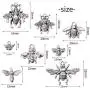 72 Pieces Assorted Antique Silver Honey Bee Charms Metal Fly Insect Charms Pendants Craft Supplies for Jewelry Making, 8 Styles