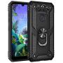 PUSHIMEI Compatible for LG Aristo 5/K8X/Phoenix 5/Fortune 3/Tribute Monarch/Risio 4 case,Military Grade Protection Phone Case Cover with HD Screen Protector Magnetic Ring Kickstand (Black)