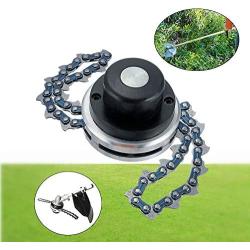 Ineedtech 65Mn Trimmer Head with Coil Chain for Medium Size Garden Lawn Grass Trimmer, Brush Cutter, Weed Eater, Chain Mower, Outdoor Power Tools Replacement Part Accessory (Black)