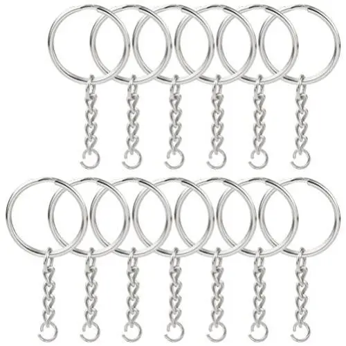 Jmkcoz 100pcs 1''/25mm Metal Split Key Ring with Chain Silver Key Ring Keychain Ring Parts Open Jump Ring and Connector Accessories for DIY Jmkcoz 100pcs 1''/25mm Metal Split Key Ring with Chain Silver Key Ring Keychain Ring Parts Open Jump Ring and Connector Accessories for DIY
