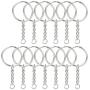 Jmkcoz 100pcs 1''/25mm Metal Split Key Ring with Chain Silver Key Ring Keychain Ring Parts Open Jump Ring and Connector Accessories for DIY