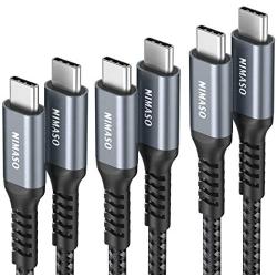 NIMASO USB C to USB C Cable 60W 3-Pack(6.6ft+3.3ft+1ft),Type C PD Fast Charging Cable Braided Cord Compatible with Galaxy S21/S21+/S20+Ultra,MacBook Pro/Air 2020,iPad Pro2020/2018,Google Pixel 3/4a XL