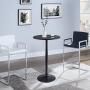 Furmax Bistro Pub Table Round Bar Height Cocktail Table Metal Base MDF Top Obsidian Table with Black Leg 23.8-Inch Top, 39.5-Inch Height (Black)