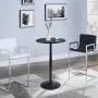 Furmax Bistro Pub Table Round Bar Height Cocktail Table Metal Base MDF Top Obsidian Table with Black Leg 23.8-Inch Top, 39.5-Inch Height (Black)