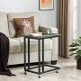 VASAGLE Industrial Side Table, End Table for Coffee Laptop Tablet, Mobile Table with Rolling Casters, Steel Frame, for Living Room, Bedroom, Charcoal Gray and Black ULNT050B04