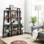 VASAGLE Industrial Corner Shelf, 4-Tier Bookcase, Storage Rack, Plant Stand for Home Office, Wood Look Accent Furniture with Metal Frame, Rustic Brown ULLS34X