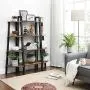 VASAGLE Industrial Corner Shelf, 4-Tier Bookcase, Storage Rack, Plant Stand for Home Office, Wood Look Accent Furniture with Metal Frame, Rustic Brown ULLS34X VASAGLE Industrial Corner Shelf, 4-Tier Bookcase, Storage Rack, Plant Stand for Home Office, Wood Look Accent Furniture with Metal Frame, Rustic Brown ULLS34X