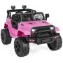 Best Choice Products 12V Kids Ride On Truck Car w/Parent Remote Control, Spring Suspension, LED Lights, AUX Port - Pink