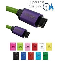 USB C Cable, WiRoTech Purple & Light Green USB-C to USB-C Fast Charging Cable (6 feet, Purple & Light Green)