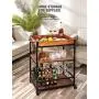 kealive Kitchen Bar Cart for Home Mobile Metal Wine Cart on Wheels with Handle Rack, Glass Holder, Removable Wood Box Container, Rustic Serving Cart 3-Tier Storage, Vintage Brown 26L x 18W x 32.5H kealive Kitchen Bar Cart for Home Mobile Metal Wine Cart on Wheels with Handle Rack, Glass Holder, Removable Wood Box Container, Rustic Serving Cart 3-Tier Storage, Vintage Brown 26L x 18W x 32.5H