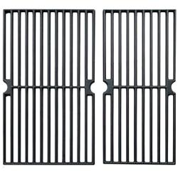 Hongso Cast Iron Cooking Grid Grates Replacement Parts for Brinkmann 810-3820-S, 810-3821-F, 810-3821-S, Dyna-Glo DGP350NP and Master Forge MFA350CNP Gas Grill Models, 17 5/8 Inch, Set of 2 (PCG222)