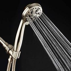 AquaDance High Pressure 6-Setting Full Brushed Nickel Handheld Shower Head with Stainless Steel Hose. Officially Independently Tested to Meet Strict US Quality & Performance Standards!