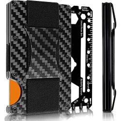 Hemelian Minimalist Carbon Fiber Slim Wallet | Front Pocket Wallet | Carbon Fiber Money Clip | Carbon Wallet | Credit Card Holder for Men | Metal Wallet| The Money Clip“ | 2020 Version