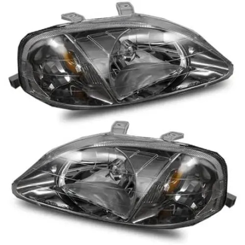 SPPC Crystal Headlights Gun Metal Assembly Set For Honda Civic - (Pair) Driver Left and Passenger Right Side Replacement Headlamp SPPC Crystal Headlights Gun Metal Assembly Set For Honda Civic - (Pair) Driver Left and Passenger Right Side Replacement Headlamp