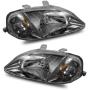 SPPC Crystal Headlights Gun Metal Assembly Set For Honda Civic - (Pair) Driver Left and Passenger Right Side Replacement Headlamp