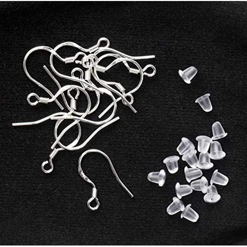 Hollosport 925 Sterling Silver Earring Hooks 12Pairs for Jewelry Making DIY with 50Pairs Earring Backs