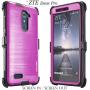 COVRWARE [Iron Tank] case Compatible with ZTE ZMAX PRO/ZTE Carry, with Built-in [Screen Protector] Full-Body Rugged Holster Armor Case [Brushed Metal Texture Design][Belt Clip][Kickstand], Magenta