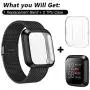 HAPAW Metal Bands Plus Screen Protector Case Compatible with Fitbit Versa 2, Stainless Steel Magnetic Mesh Strap Men Women Bracelet Wristbands Accessories with 2-Pack Bumper Cover for Versa 2 Smartwatch (Black, Small) HAPAW Metal Bands Plus Screen Protector Case Compatible with Fitbit Versa 2, Stainless Steel Magnetic Mesh Strap Men Women Bracelet Wristbands Accessories with 2-Pack Bumper Cover for Versa 2 Smartwatch (Black, Small)