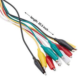 WGGE WG-026 10 Pieces and 5 Colors Test Lead Set & Alligator Clips, 20.5 inches, Wires soldered and Stamping (1 Pack)